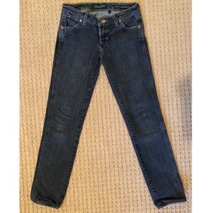 Faded wash black jeans, low rise straight leg